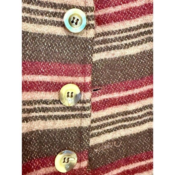 Vintage Wool Blend Striped Burgundy and Brown Button Down Vest Women’s Size M - Picture 2 of 9